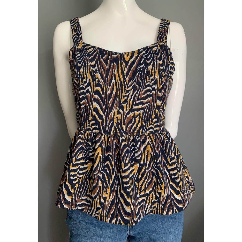 Anthropologie Jamie zebra peplum tank